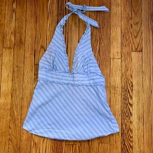 J. Crew Blue & White Striped Halter Top